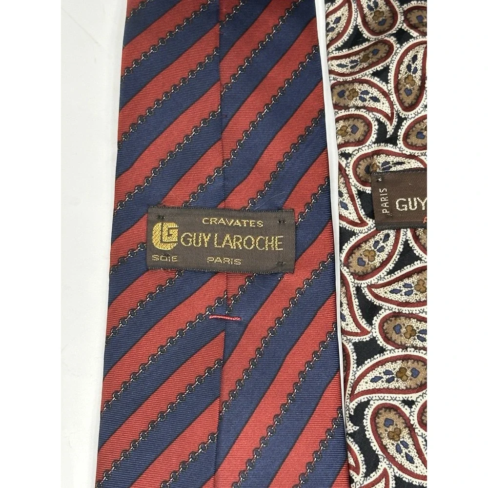 Guy LaRoche, Men's Vintage Silk Neckties, Lot Of 3, Multicolor/Pattern‎